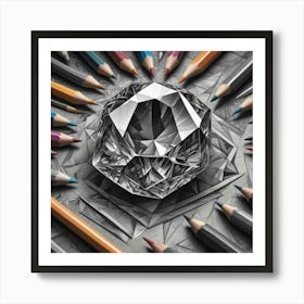 Diamond Surrounded By Colored Pencils Art Print