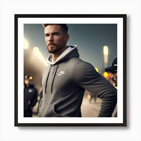 Man In Nike Hoodie Sports Advert Art Print