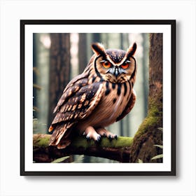 Owl In The Forest 18 Art Print