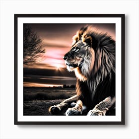 Lion At Sunset 15 Art Print