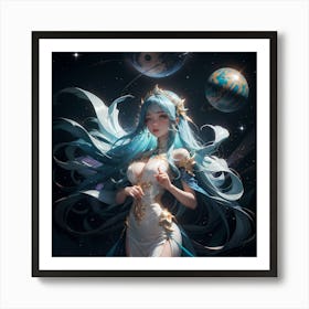 Anime Girl In Space 1 Art Print