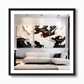 4K Black , White and Red combination Art high quality Art Print