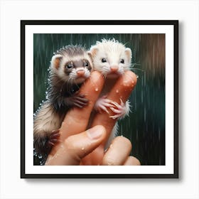 Ferrets In The Rain Art Print