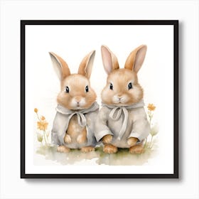 Rabbits In Clothes Art Print