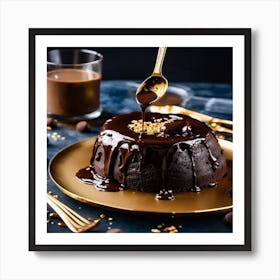 Chocolate Cake With Chocolate Sauce Art Print