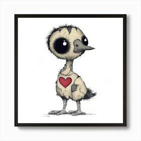 Owl With Heart Art Print