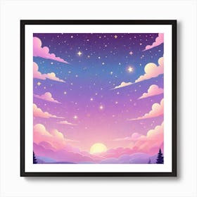 Sky With Twinkling Stars In Pastel Colors Square Composition 309 Art Print