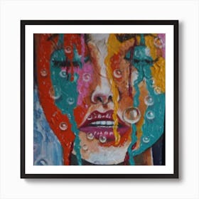 Face With Bubbles Art Print