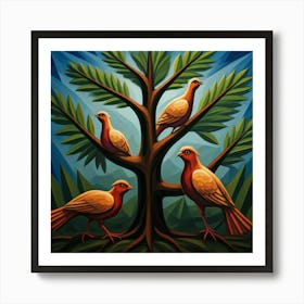 Doves In The Tree 3 Art Print