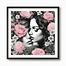 Two Women Kissing Art Print