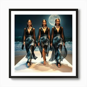 Three Women On A Runway Art Print