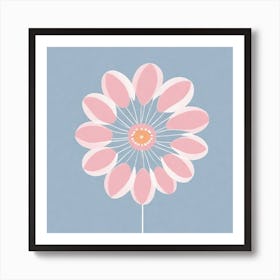 A White And Pink Flower In Minimalist Style Square Composition 429 Art Print