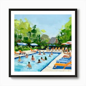 Summertime Swimming Pool Art Print 4 Art Print