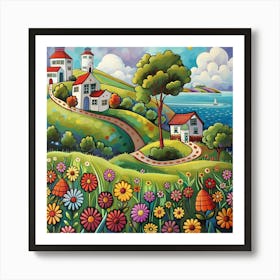 Lighthouse On The Hill Art Print