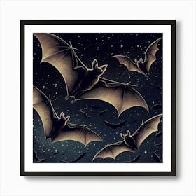 Bats In The Night Sky 2 Art Print
