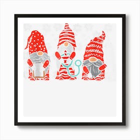 Nurse Christmas Gnomes Cute Xmas Nurses Women Nursing Art Print