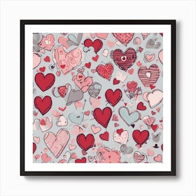 Heart Pattern Vector Art Print