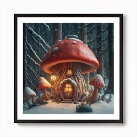 Red mushroom shaped like a hut 15 Art Print