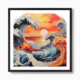 Abstract Painting With Sea Colors Art Print