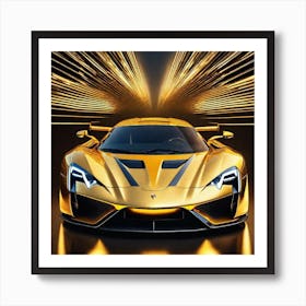 Golden Supercar 2 Art Print