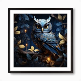 Owl In The Forest Art Print