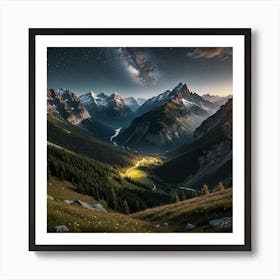 Night In The Mountains 1 Art Print