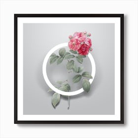 Vintage Seven Sisters Roses Minimalist Flower Geometric Circle on Soft Gray n.0558 Art Print