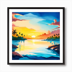 Sunset On The Beach Art Print