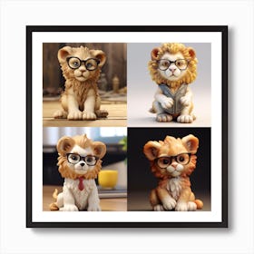 Armadiler Cute Baby Lion Figure 3d Ultra Realistic With Glasses F2cc3e2b 18be 48a4 A803 5453a17a2452 Art Print