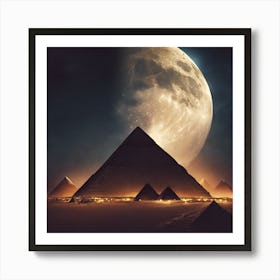 Full Moon Over Pyramids Art Print