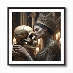 A Halloween Princess Kissing A Skull Sf Intricate Artwork Masterpiece Ominous Matte Painting Mo Art Print