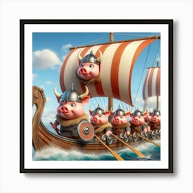 Viking Pigs 1 Art Print