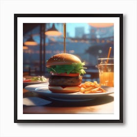 Burger On A Plate 149 Art Print