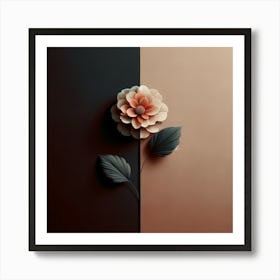 Abstract Flower On Black And Brown Background 1 Art Print