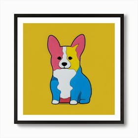 Colorful Corgi Pop Art - Vibrant Dog Wall Decor for Modern Homes Art Print