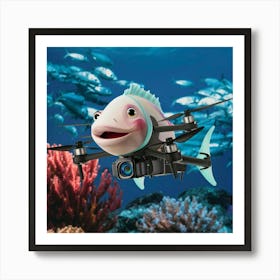 Fish Flying A Drone Art Print