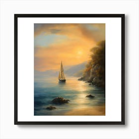 Sailboat At Sunset 1 Art Print