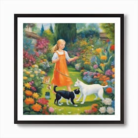 600200 A Painting With A Cat With A Harmonious Dog And Th Xl 1024 V1 0 Art Print