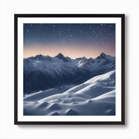 Snowy Mountains At Night 2 Art Print