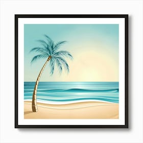 Palm Tree On The Beach 3 Art Print