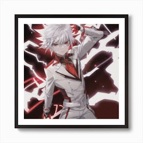 Anime Character With White Hair Art Print