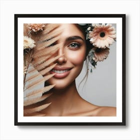 Beautiful Woman With Flowers 3 Art Print