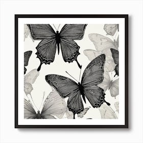 Black And White Butterflies 11 Art Print