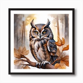 Owl In The Woods Art Print