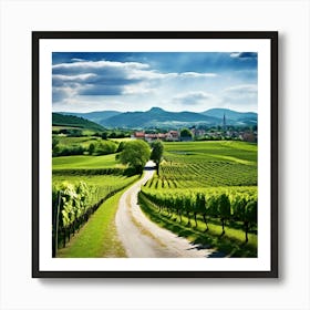 Plant Green Tree Grass Texture Scenic Rural City Farm Building Lane Road Background Clo Art Print