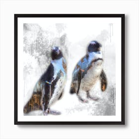 Pinguin Art Illustration In A Photomontage Style 01 Art Print