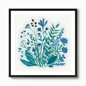 Blue Flowers 15 Art Print