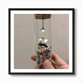 Miniature Book In A Bottle Art Print