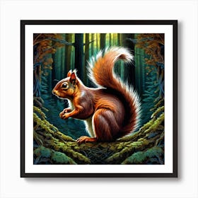 Red Squirrel In The Forest 29 Affiche