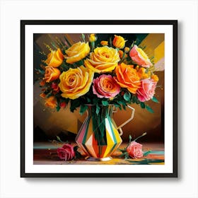 'Roses In A Vase' 1 Art Print